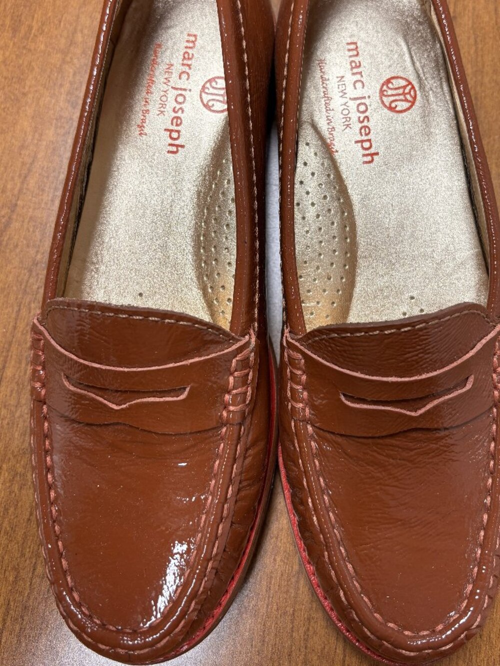 Marc Joseph New York Brown Patent Leather Loafers Driving Moc Size 6